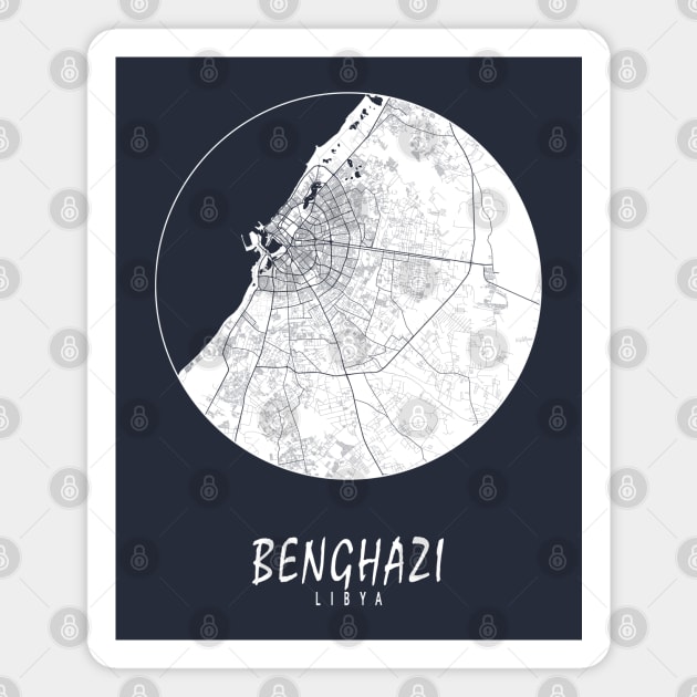Benghazi, Cyrenaica, Libya City Map - Full Moon Magnet by deMAP Studio